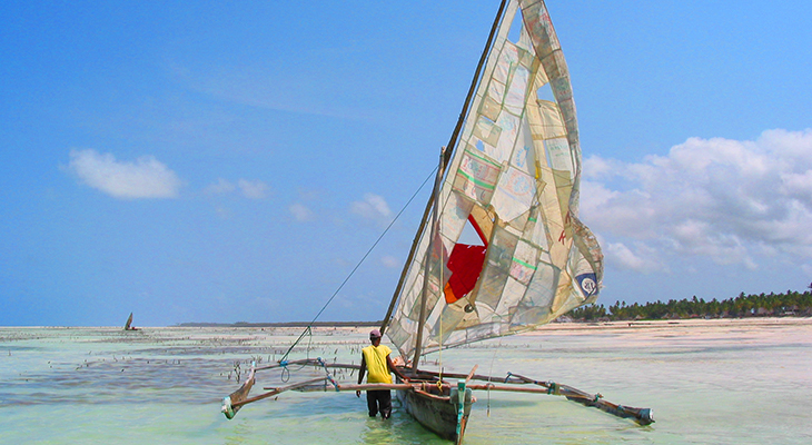 Zeilboot aan de kust van Zanzibar Zeilboot aan de kust van Zanzibar
