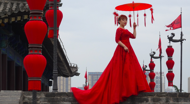 Lokale bevolking, fotoshoot, China Lokale bevolking, fotoshoot, China