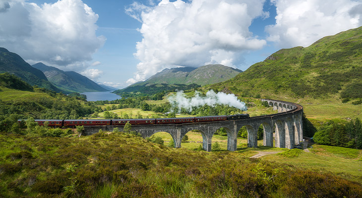 Jacobite stoomtrein op Glenfinnan viaduct