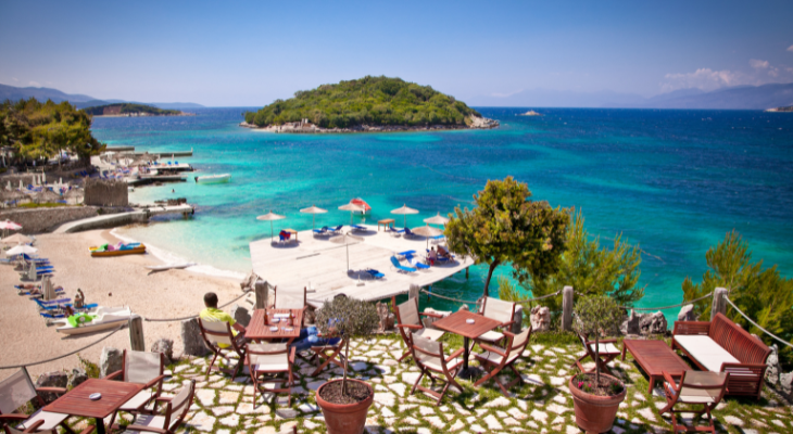 Ksamil Beach in Albanië Ksamil Beach in Albanië