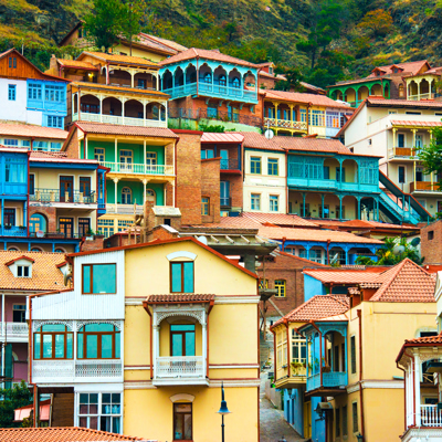 Colourful houses Tbilisi Georgië