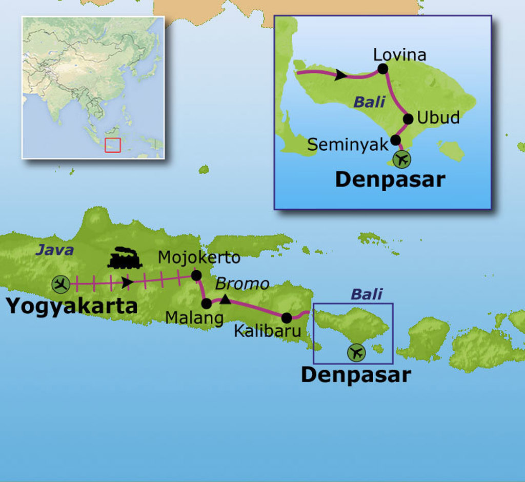Java To Bali Map 17-daagse familiereis Indonesië - Java & Bali | Sawadee Reizen