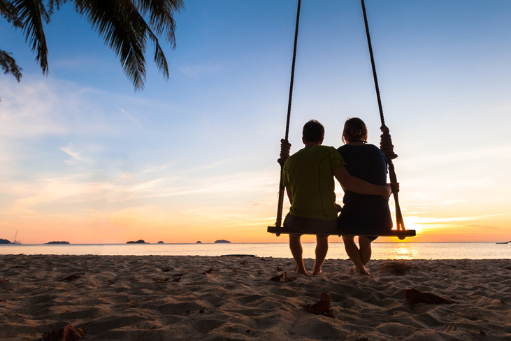 Huwelijksreis op het strand