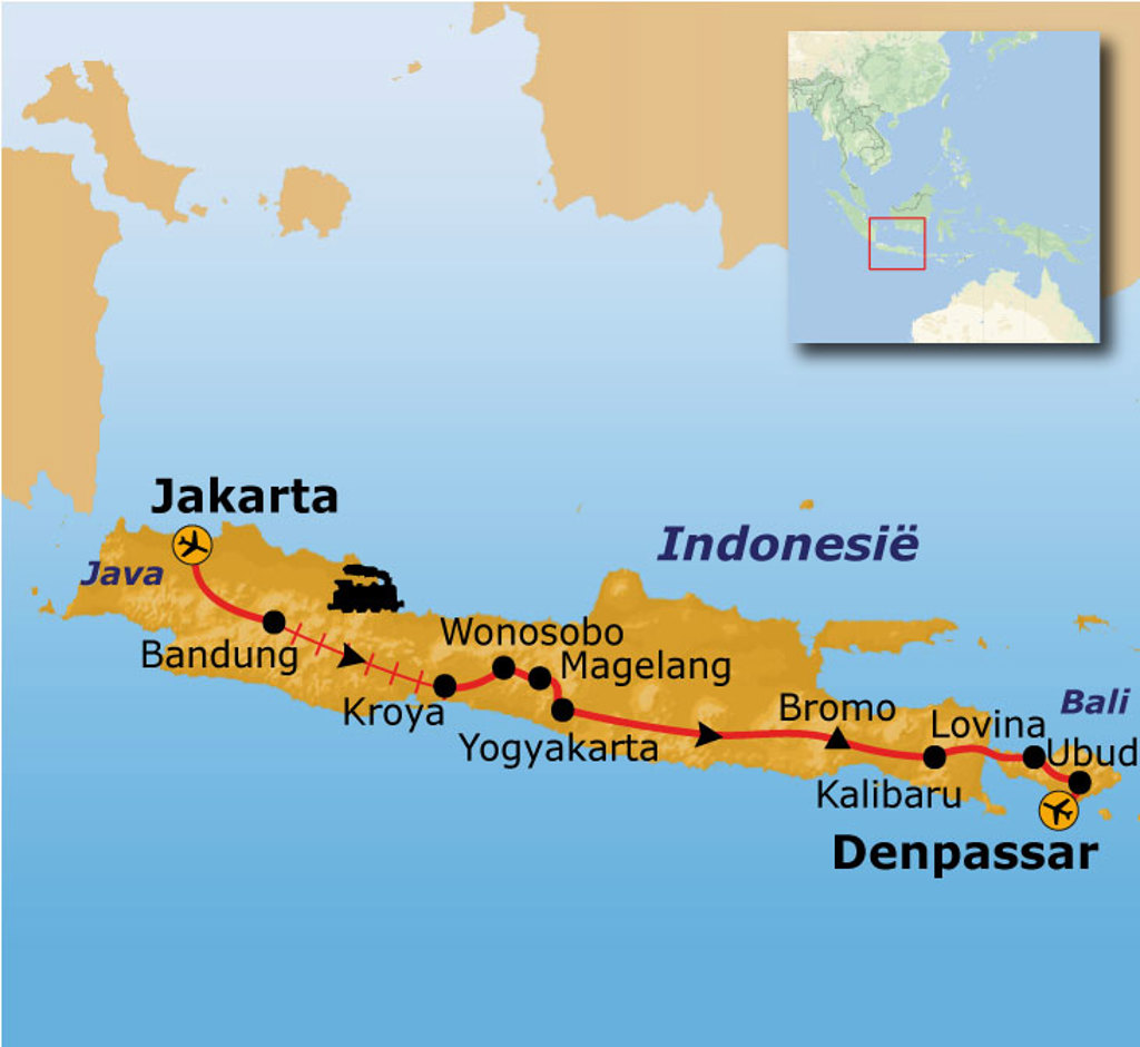 Central Java To Bali Map 19-daagse groepsrondreis Indonesië - Java & Bali | Sawadee Reizen