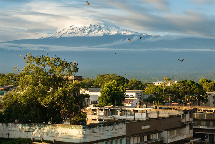 Uitzicht op de Kilimanjaro, Tanzania Uitzicht op de Kilimanjaro, Tanzania