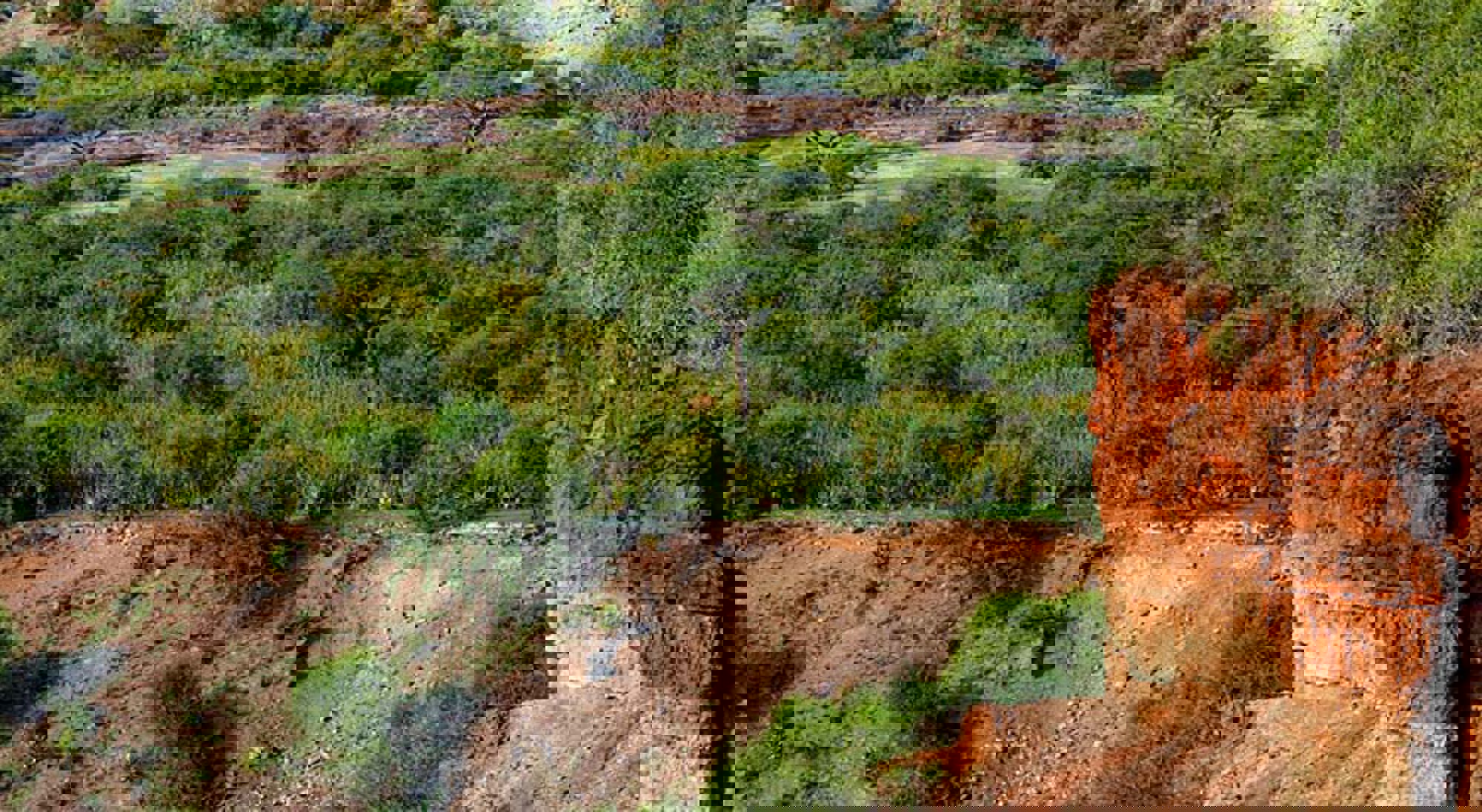 Uitzicht op het landschap van Olduvai Gorge Uitzicht op het landschap van Olduvai Gorge